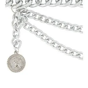 Shashi | Classic Layered Coin Belt in Silver Elevate your bohemian-chic style with this stunning vintage  main image 4